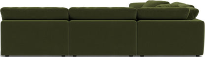 Fluffy 133.5" 5 Piece Sectional W/Ottoman - Dream Olive