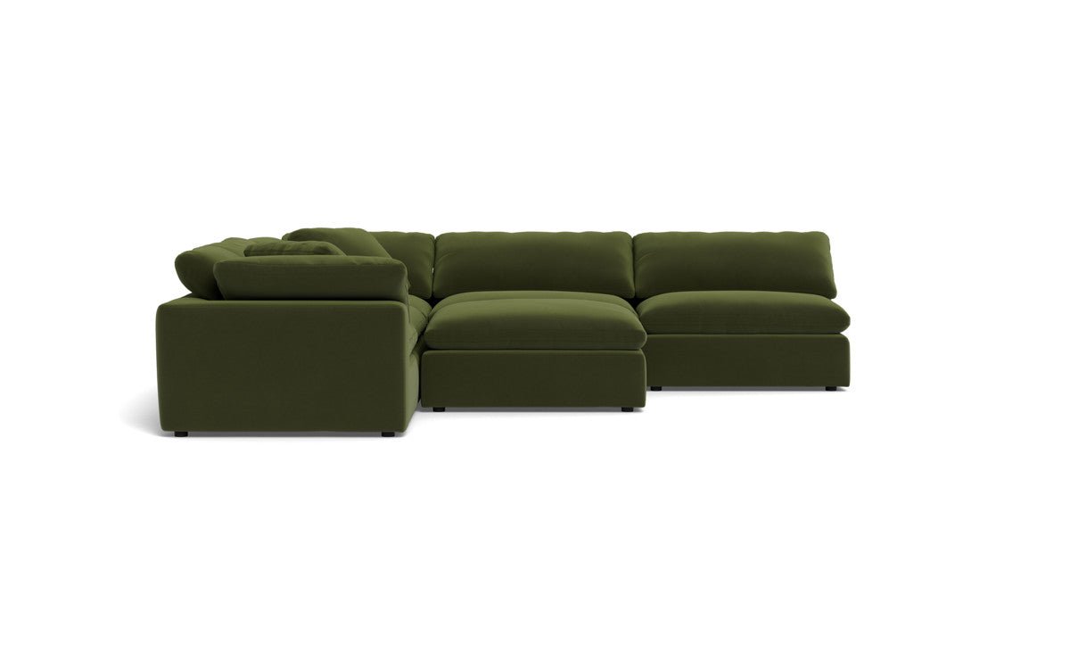 Fluffy 133.5" 5 Piece Sectional W/Ottoman - Dream Olive