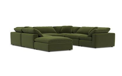 Fluffy 133.5" 6 Piece Sectional W/Ottoman - Dream Olive
