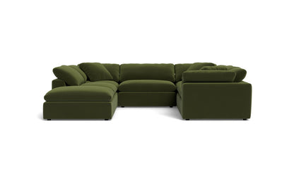 Fluffy 133.5" 6 Piece Sectional W/Ottoman - Dream Olive