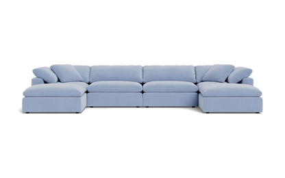 Fluffy 178" 4 Piece Sectional W/Double Otto - Dream French Blue