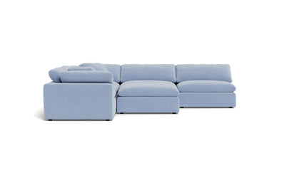 Fluffy 133.5" 5 Piece Sectional W/Ottoman - Dream French Blue