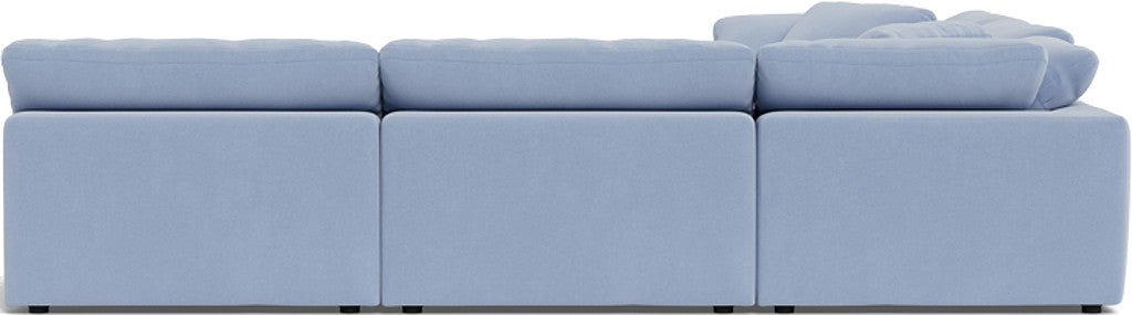 Fluffy 133.5" 5 Piece Sectional W/Ottoman - Dream French Blue