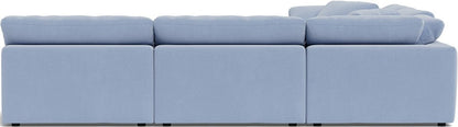 Fluffy 133.5" 5 Piece Sectional W/Ottoman - Dream French Blue