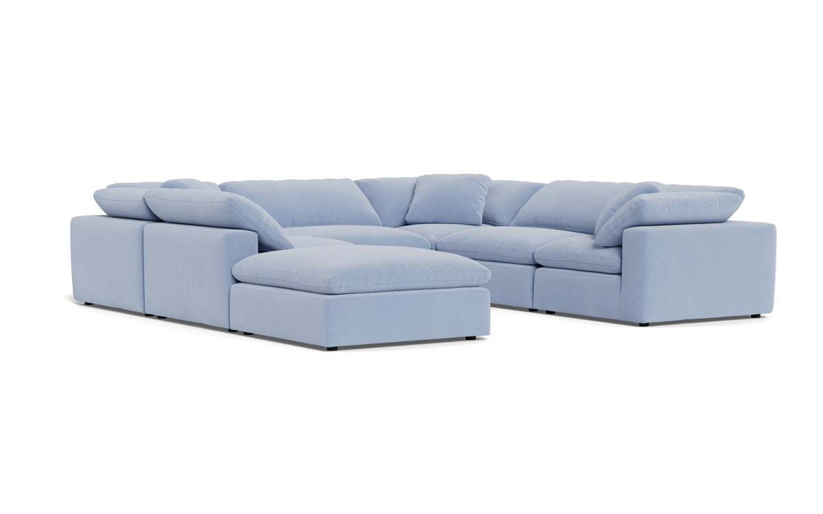 Fluffy 133.5" 6 Piece Sectional W/Ottoman - Dream French Blue