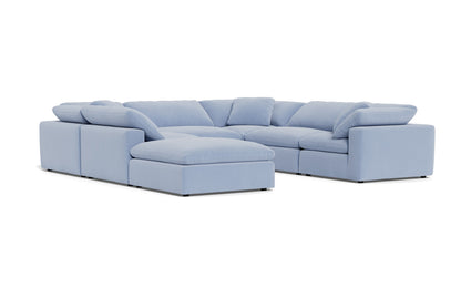 Fluffy 133.5" 6 Piece Sectional W/Ottoman - Dream French Blue