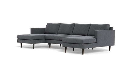 Wallace 126" Untufted Double Chaise U Sectional - Bennett Charcoal