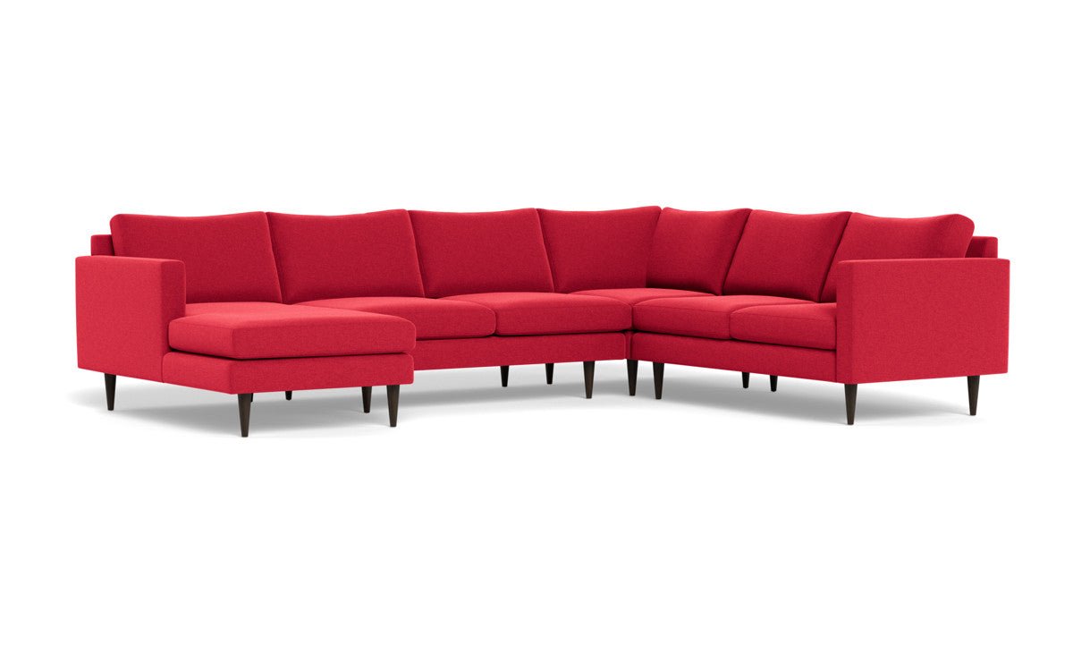 Wallace 130" Untufted Corner Sectionals w. Left Chaise - Bennett Red