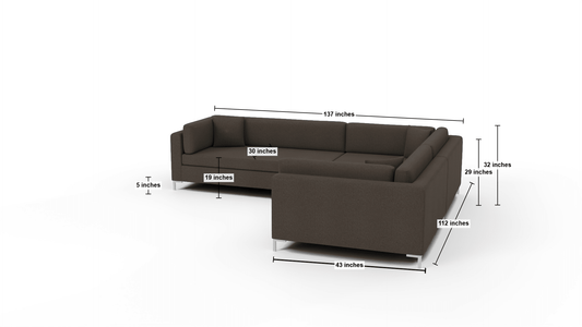 Bonnell 137" Double Cuddler Right Corner Sectional - Amigo II Dusk