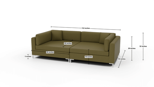Bonnell 112" Double Cuddler Sofa - Elliot Blush