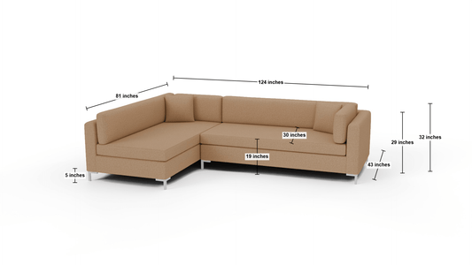 Bonnell 124" Left Chaise Sectional - Dream French Blue