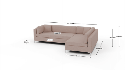Bonnell 124" Right Chaise Sectional - Superb Cobalt