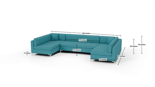Bonnell 162" U Armless Sectional - Superb Rust