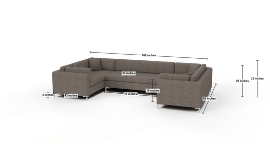 Bonnell 162" U Sectional - Nepal Clay