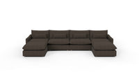 Bouldin 166" Sofa W. Double Ottomans - Dream Chocolate