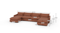 Bouldin 166" Sofa W. Double Ottomans - Dimensions - Wiley Rust