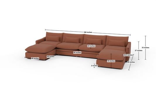 Bouldin 166" Sofa W. Double Ottomans - Cordova Mineral