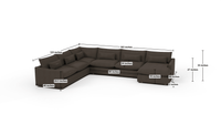 Bouldin 163" Corner Sectional W. Raf Chaise - Dimensions - Dream Chocolate