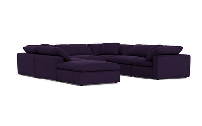 Fluffy 133.5" 6 Piece Sectional W/Ottoman - Superb Amethyst