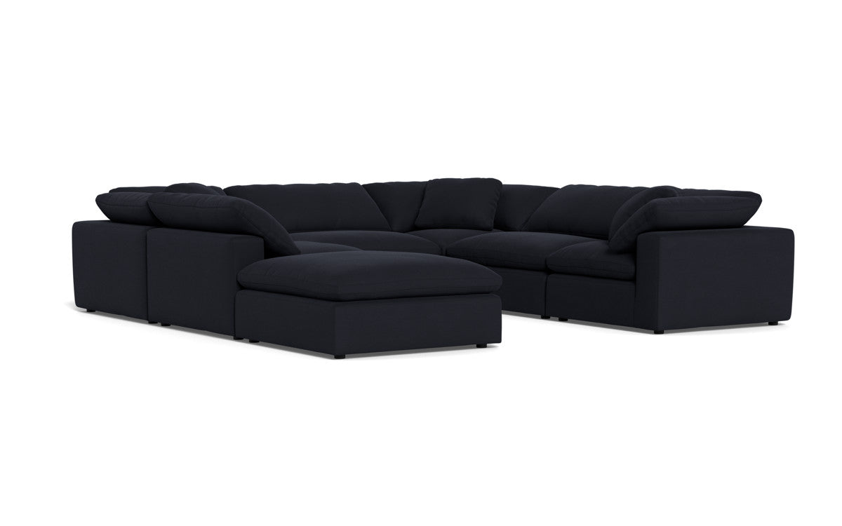 Fluffy 133.5" 6 Piece Sectional W/Ottoman - Dream Olive