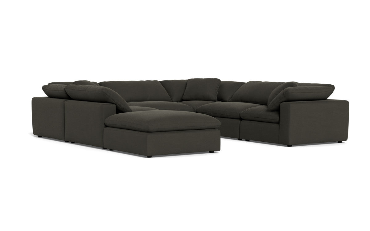 Fluffy 133.5" 6 Piece Sectional W/Ottoman - Dream Chocolate