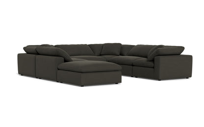 Fluffy 133.5" 6 Piece Sectional W/Ottoman - Dream Chocolate