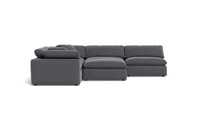 Fluffy 133.5" 5 Piece Sectional W/Ottoman - Bennett Charcoal