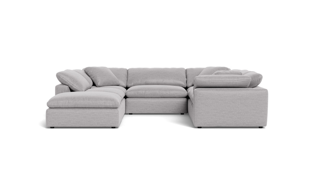 Fluffy 133.5" 6 Piece Sectional W/Ottoman - Bennett Dove