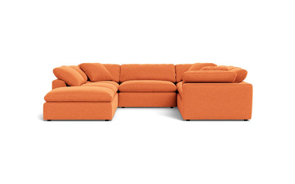 Fluffy 133.5" 6 Piece Sectional W/Ottoman - Bennett Orangeade