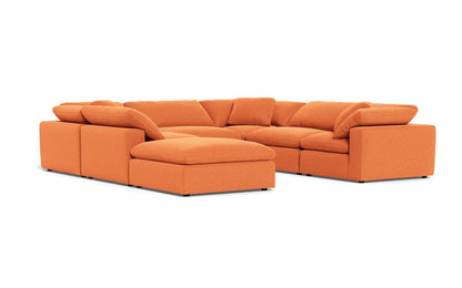 Fluffy 133.5" 6 Piece Sectional W/Ottoman - Bennett Orangeade