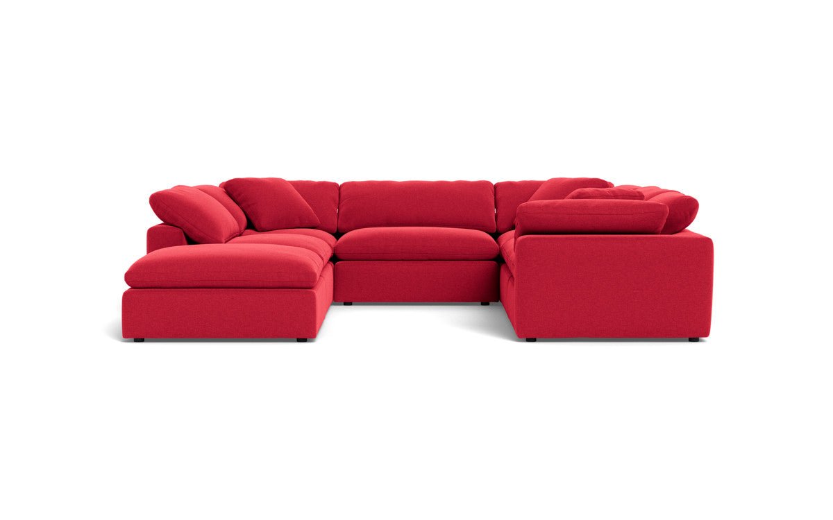 Fluffy 133.5" 6 Piece Sectional W/Ottoman - Bennett Red