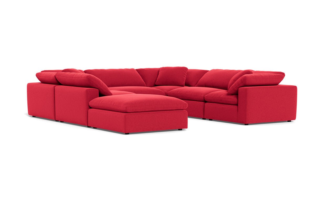 Fluffy 133.5" 6 Piece Sectional W/Ottoman - Bennett Red
