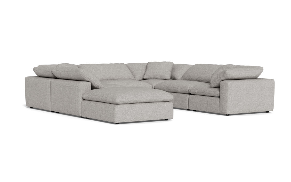 Fluffy 133.5" 6 Piece Sectional W/Ottoman - Camila Smoke