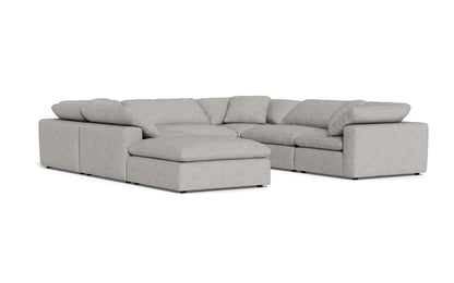 Fluffy 133.5" 6 Piece Sectional W/Ottoman - Camila Smoke