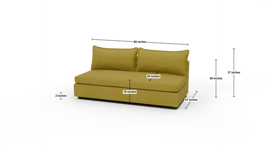 Cherrywood Armless Loveseat - Dimensions - Dream Apple