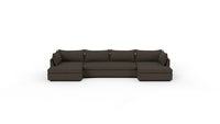 Cherrywood 176" Double Chaise Sectional W. Armless Loveseat - Dream Chocolate