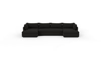 Cherrywood 176" Double Chaise Sectional W. Armless Loveseat - Dream Onyx