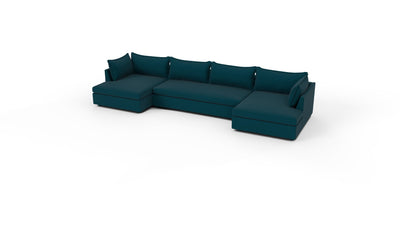 Cherrywood 176" Double Chaise Sectional W. Armless Loveseat - Superb Peacock