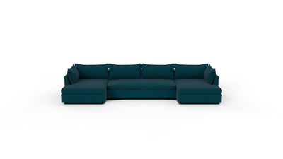 Cherrywood 176" Double Chaise Sectional W. Armless Loveseat - Superb Peacock