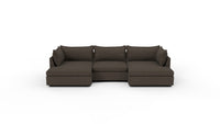 Cherrywood 136" Double Chaise W. Armless Chair - Dream Chocolate
