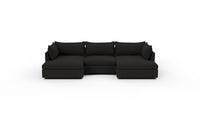 Cherrywood 136" Double Chaise W. Armless Chair - Dream Onyx