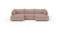 Cherrywood 136" Double Chaise W. Armless Chair - Superb Blush