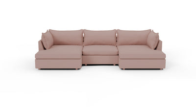 Cherrywood 136" Double Chaise W. Armless Chair - Superb Blush