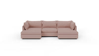 Cherrywood 136" Double Chaise W. Armless Chair - Superb Blush