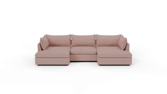 Cherrywood 136" Double Chaise W. Armless Chair - Superb Blush