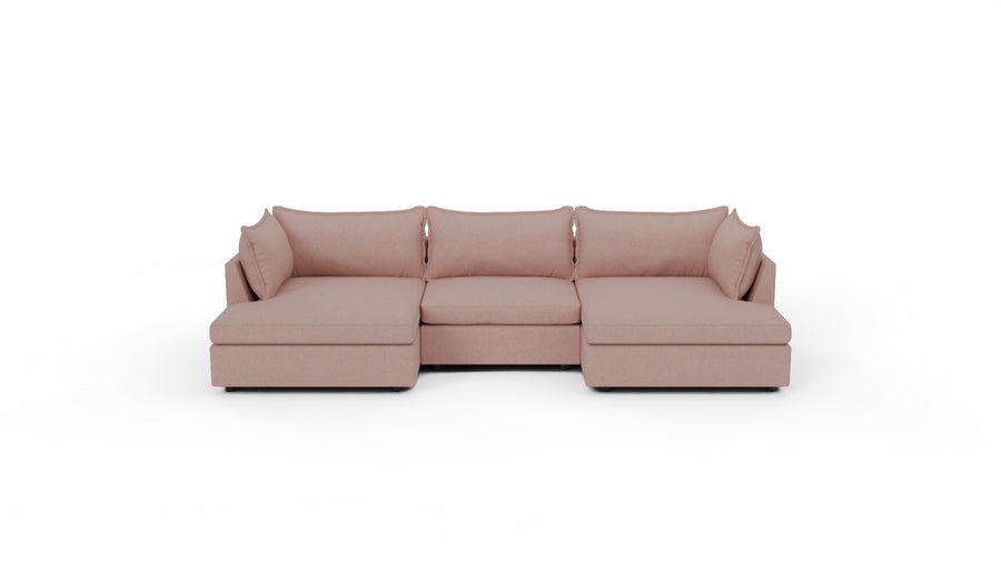 Cherrywood 136" Double Chaise W. Armless Chair - Superb Blush