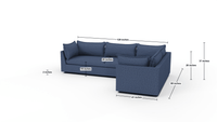 Cherrywood 129" LAF Sofa Sectional - Dimensions - Peyton Navy