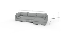 Cherrywood 136" Raf Chaise Sectional - Dimensions - Peyton Light Blue
