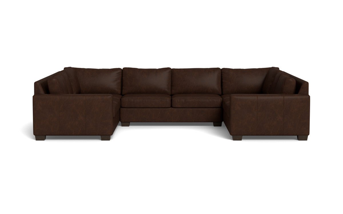 Track 141" Leather Corner Sofa Sleeper U Sectional - Cheyenne Arrowshaft