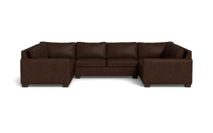 Track 141" Leather Corner Sofa Sleeper U Sectional - Cheyenne Arrowshaft